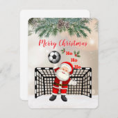 Soccer Noël Carte de voeux Père Noël Soccer (Devant / Derrière)