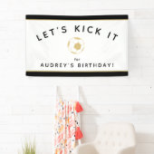 Soccer Party Custom Sign Gold Black Bannière (En situation)