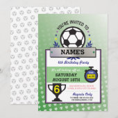 Soccer Party Sport Verjaardag Groene Uitnodigingen (Voorkant / Achterkant)