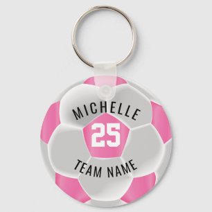 Soccer - Pink and White Sleutelhanger