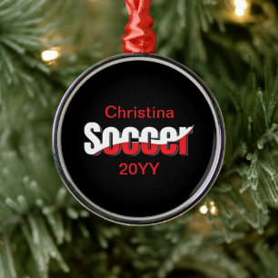 Soccer Player Abstract Swish - Word Art Metalen Ornament