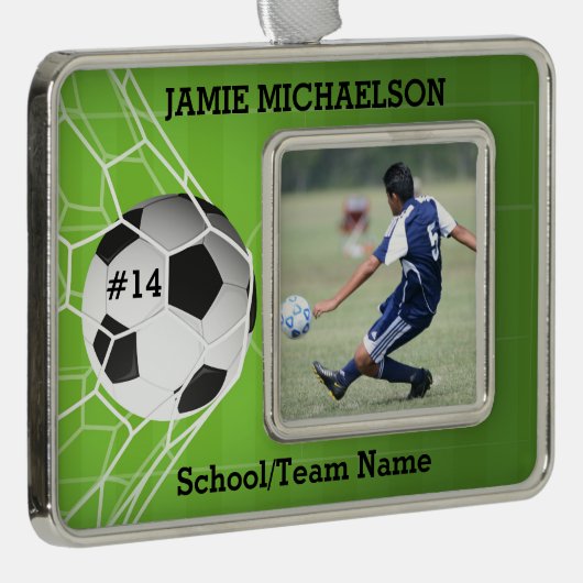 Soccer Player Keepomwille Verzilverd Kader Ornament (Rechts)