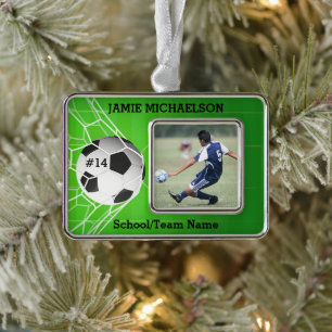 Soccer Player Keepomwille Verzilverd Kader Ornament