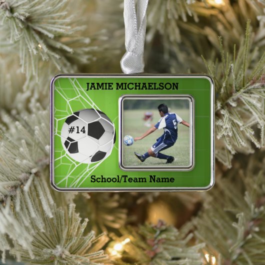 Soccer Player Keepomwille Verzilverd Kader Ornament (Boom)