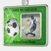 Soccer Player Keepomwille Verzilverd Kader Ornament (Links)