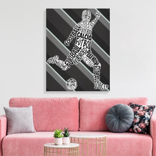 Soccer Player Languages-Typografie Canvas Afdruk (Insitu (Woonkamer))