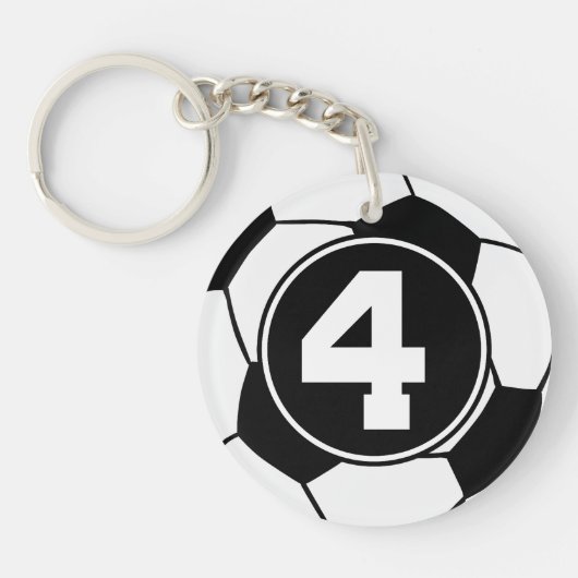 Soccer Player Number 4 Sports Ball Cadeau Sleutelhanger (Voorkant)