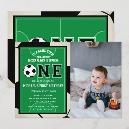 Soccer Premier anniversaire Photo Invitation (Devant / Derrière)