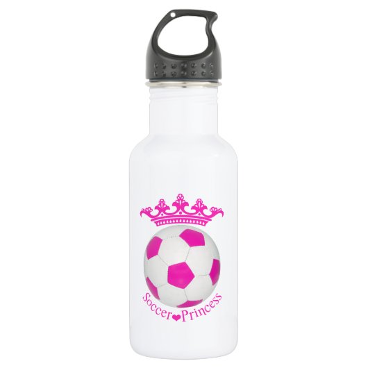 Soccer Princess, roze Voetbal Waterfles (Voorkant)