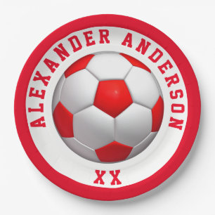 Soccer Red Name en Jersey personalize   Papieren Bordje