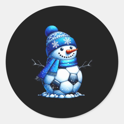 Soccer Santa Hat Snowman Xmas Funny Soccer Lover C Ronde Sticker (Voorkant)