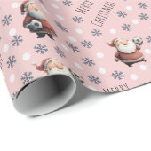 Soccer Santa on Light Pink Cadeaupapier (Rol Hoek)