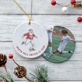 Soccer Santa Personalized Photo Keramisch Ornament