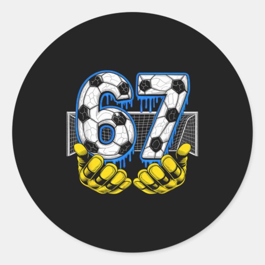 Soccer Six Seven 67 Funny Gen Alpha Meme Ronde Sticker (Voorkant)