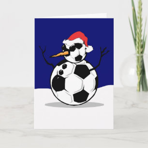Soccer Snowman Feestdagen Kaart