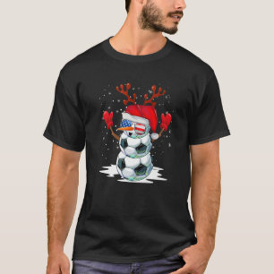 Soccer Snowman Kerstpyjama Santa Hat Sunglas T-shirt