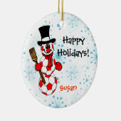 Soccer Snowman Personalize Ornament (Rechts)