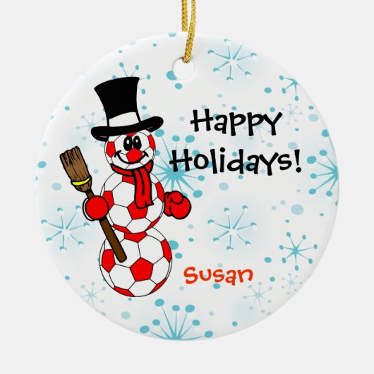 Soccer Snowman Personalize Ornament (Voorkant)