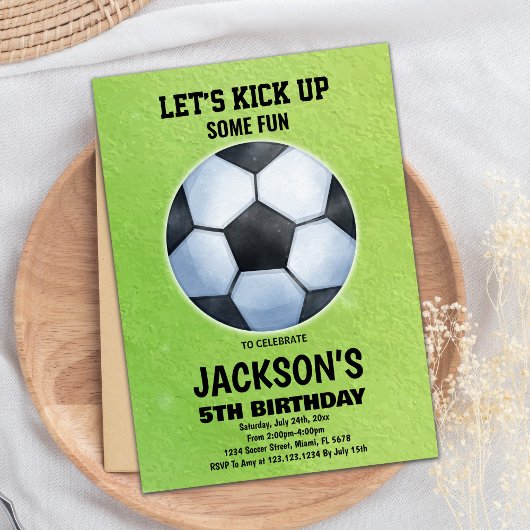 Soccer soccer vert Invitations d'anniversaire