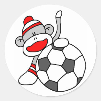 Soccer Sock Monkey Ronde Sticker