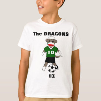 Soccer Sock Monkey T-Shirt (groen) - Gepersonalise