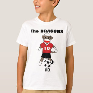 Soccer Sock Monkey T-Shirt (rood) - Gepersonalisee