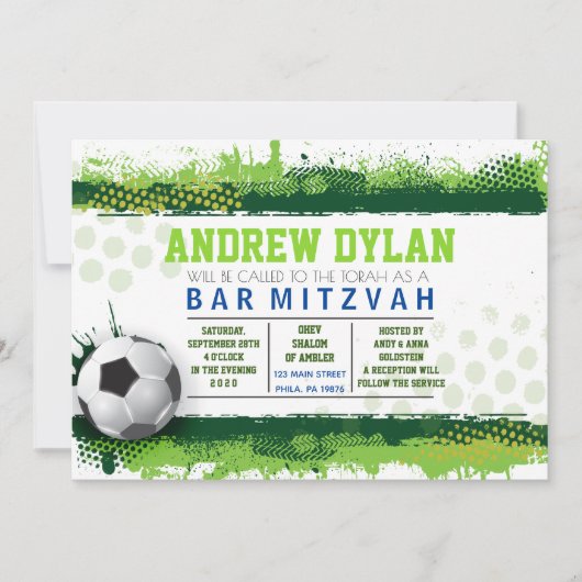SOCCER SPLASH Bar Mitzvah Uitnodiging (Voorkant)
