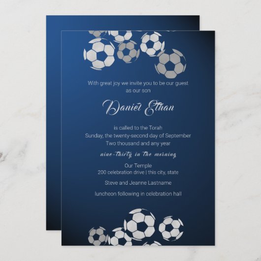 Soccer Sport Bar Mitzvah Invitation (Devant / Derrière)