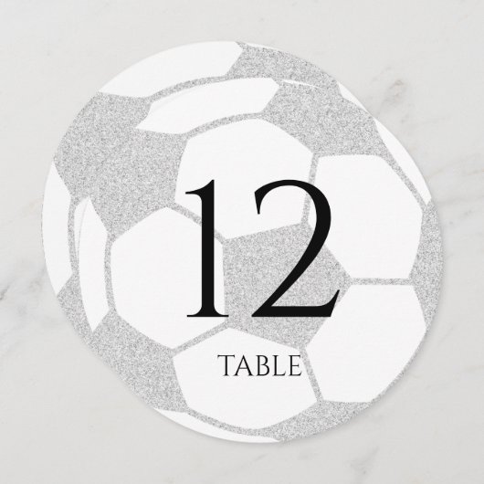Soccer Sport Silver Table Number Kaart (Voorkant / Achterkant)