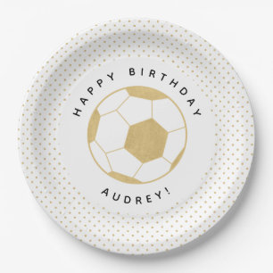 Soccer Star Sports Celebration in Gold and White Papieren Bordje