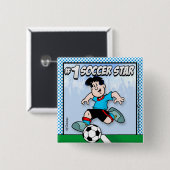 Soccer Star Vierkante Button 5,1 Cm (Voorkant /achterkant)