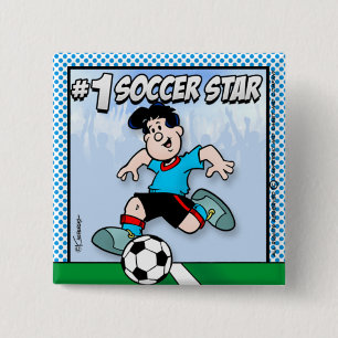 Soccer Star Vierkante Button 5,1 Cm