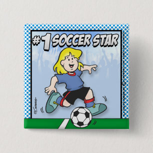 Soccer Star Vierkante Button 5,1 Cm