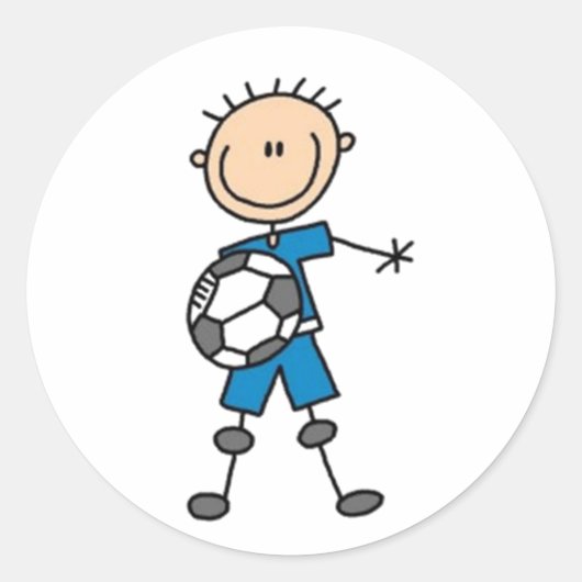 Soccer Stick Figuur Ronde Sticker (Voorkant)