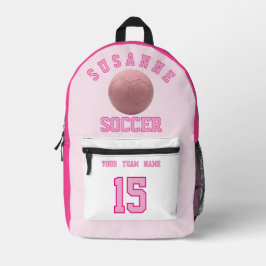 SOCCER Team Name Custom Sports Rose pink Bedrukte Rugzak