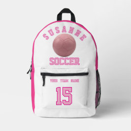 SOCCER Team Name Custom Sports Rose pink Bedrukte Rugzak