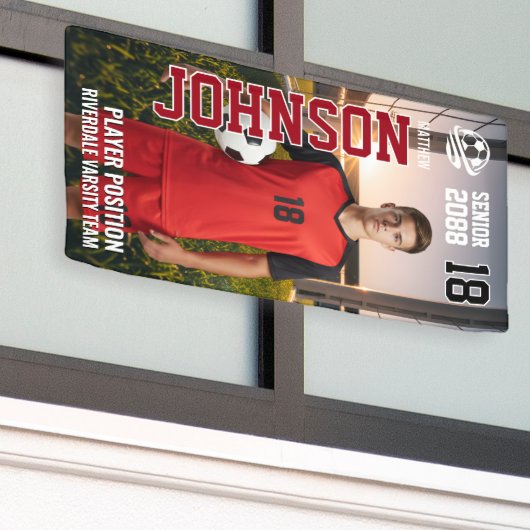 Soccer Team Senior Night Custom Player Photo Spandoek (Buitenkant Gebouw)