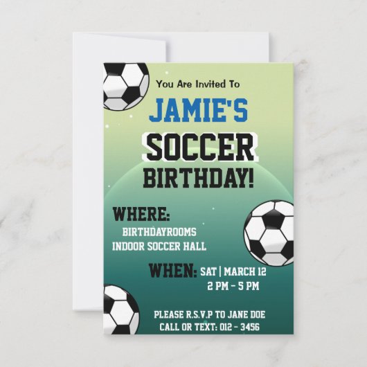 Soccer Thème Anniversaire Invitations (Devant)