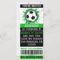 Soccer Theme Event Ticket Verjaardag Uitnodiging