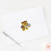 Soccer Tiger Ronde Sticker (Envelop)