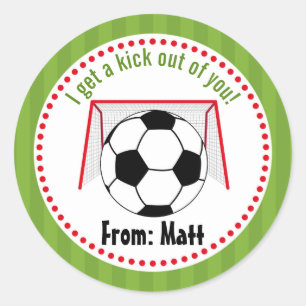 Soccer Valentijns School Persoonlijke naam Ronde Sticker