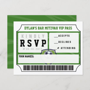 SOCCER VIP REPLY CARD Bar Bat Mitzvah Uitnodiging