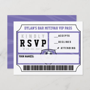 SOCCER VIP REPONSE CARD Bar Bat mitzvah Invitation