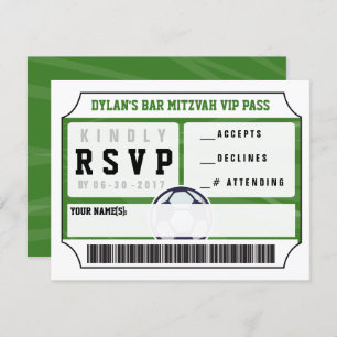 SOCCER VIP REPONSE CARD Bar Bat mitzvah Invitation