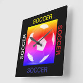 Soccer Wall Clock Vierkante Klok (Hoek)