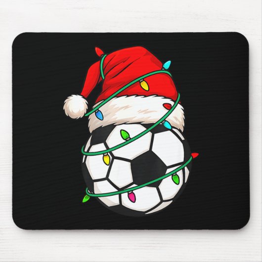 Soccer With Santa Hat Funny Christmas Xmas Gift  Muismat (Voorkant)
