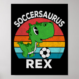 Soccersaurus Rex Voetbal Dinosaurus Voor Jongens K Poster