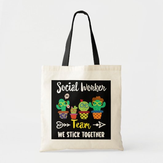 Sociaal arbeidsteam Funny Cactus Crew Social Tote Bag (Voorkant)