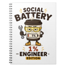 Sociaal Batterij 1% Grappig Ingenieursnotitieboek
