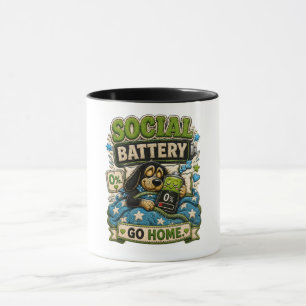 Sociaal Batterij Ga Naar Huis Persoonlijke Grappig Mok